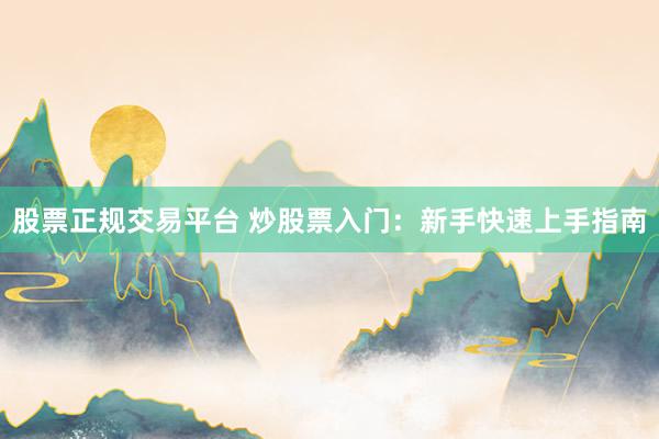 股票正规交易平台 炒股票入门：新手快速上手指南