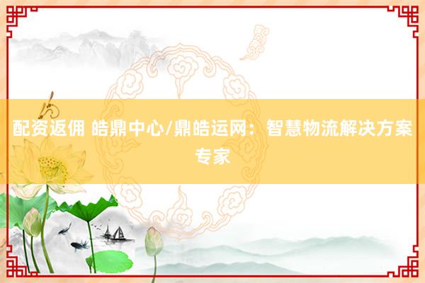 配资返佣 皓鼎中心/鼎皓运网：智慧物流解决方案专家