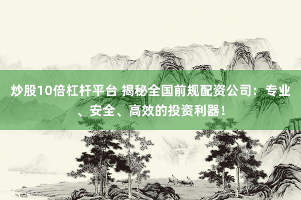 炒股10倍杠杆平台 揭秘全国前规配资公司：专业、安全、高效的投资利器！