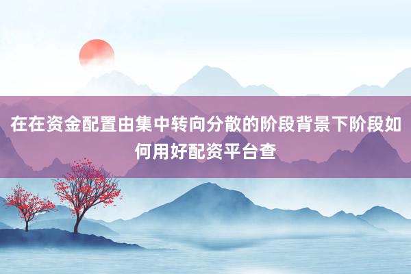 在在资金配置由集中转向分散的阶段背景下阶段如何用好配资平台查