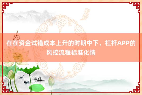 在在资金试错成本上升的时期中下,杠杆APP的风控流程标准化情