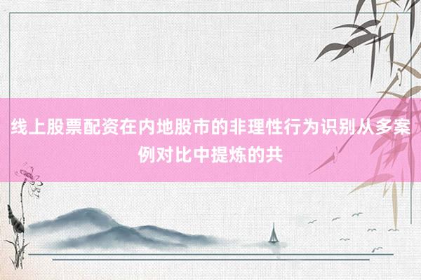 线上股票配资在内地股市的非理性行为识别从多案例对比中提炼的共