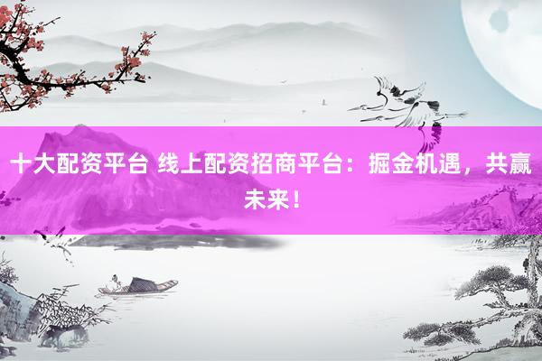 十大配资平台 线上配资招商平台：掘金机遇，共赢未来！