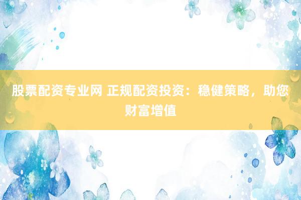 股票配资专业网 正规配资投资：稳健策略，助您财富增值