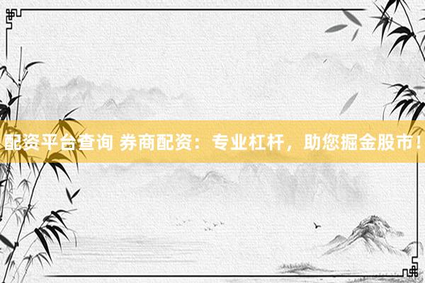 配资平台查询 券商配资：专业杠杆，助您掘金股市！