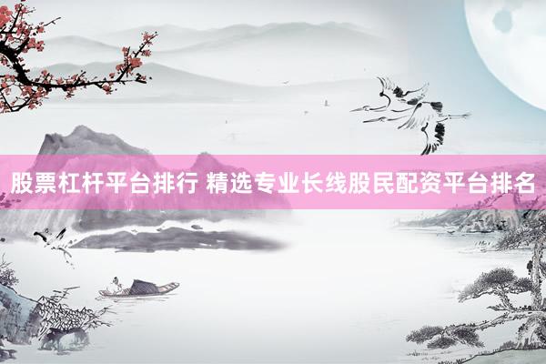 股票杠杆平台排行 精选专业长线股民配资平台排名